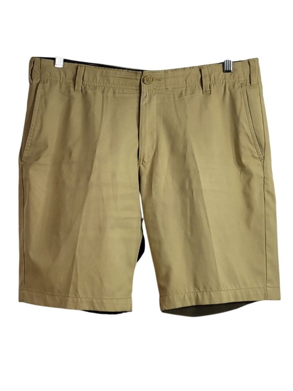 BCG Academy Sports Men Golf Shorts Khaki 34W Wicking Flat Front Pockets Zipper